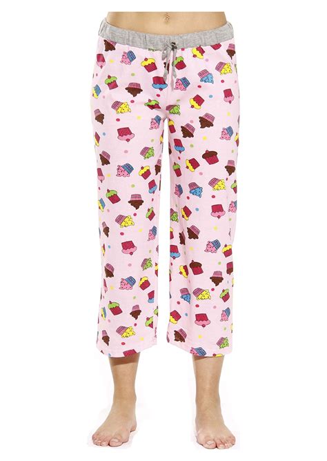Just Love 100 Cotton Women Pajama Capri Pants Sleepwear Cupcake Dots Pink Large