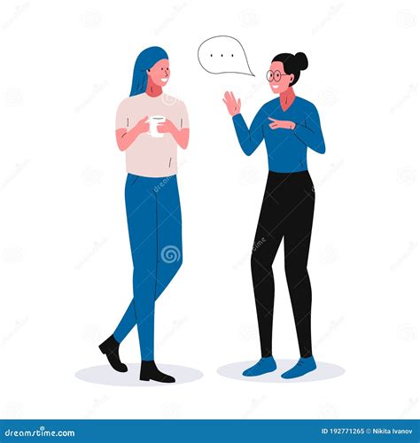 Two Girls Having A Nice Conversation Vector Illustration Ot Two