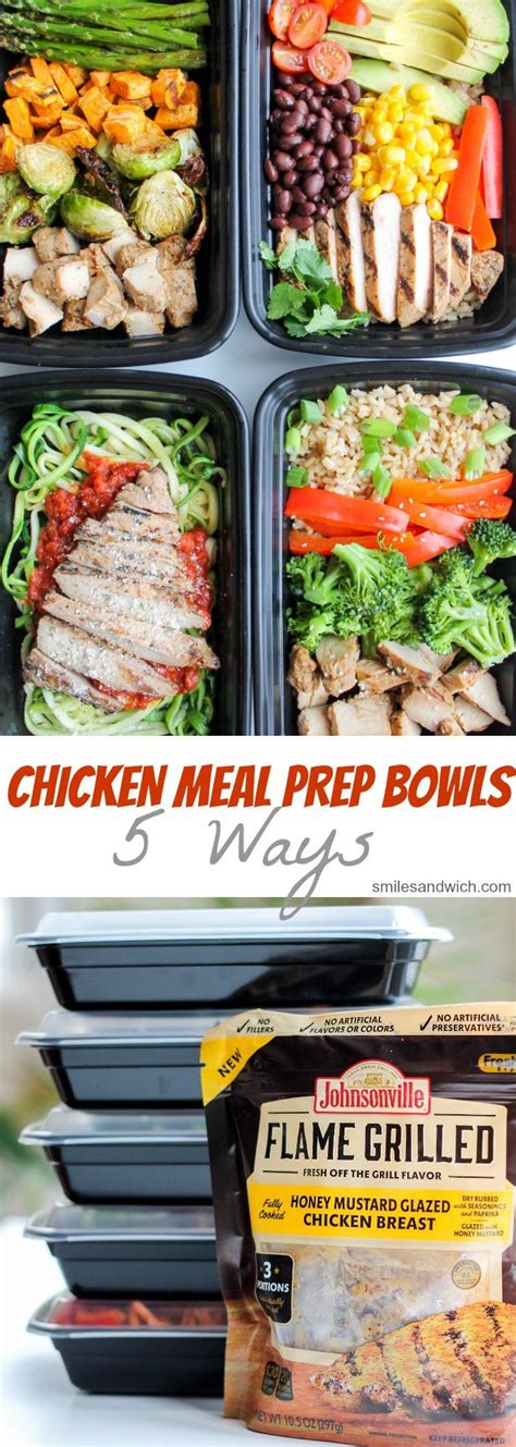 Easy Chicken Meal Prep Bowls 5 Ways Smile Sandwich Recipe