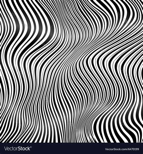 Abstract Black And White Stripes Waves Background Vector Image