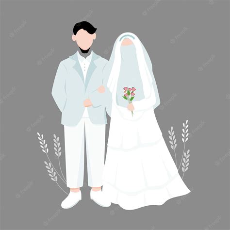 Premium Vector Muslim Wedding Character Illustration Or Muslim Bride