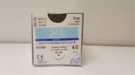 Suture Silk 40 Rc12 Hs26 75cm Black Box 12 Wound Management Wound