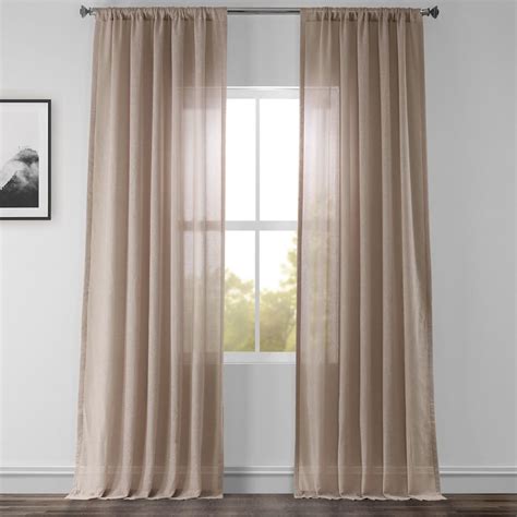 exclusive fabrics and furnishings vintage peony beige faux linen sheer curtain 50 in w x 84 in