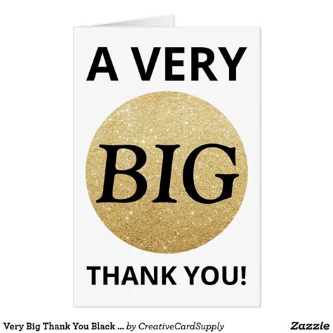 Very Big Thank You Black Gold Glitter Extra Large Card
