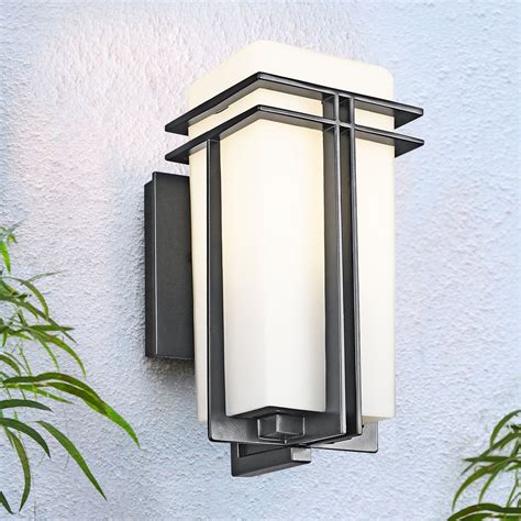 Kichler Modern Outdoor Wall Light With White Glass In Black Finish