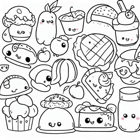 Dibujos De Alimentos Adorables Para Colorear Para Colorear Pintar E
