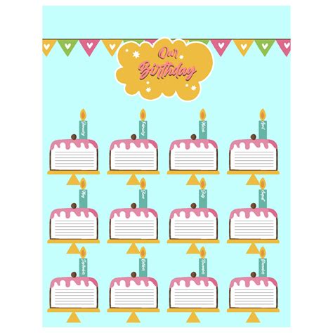 10 Best Printable For Classroom Birthday Charts
