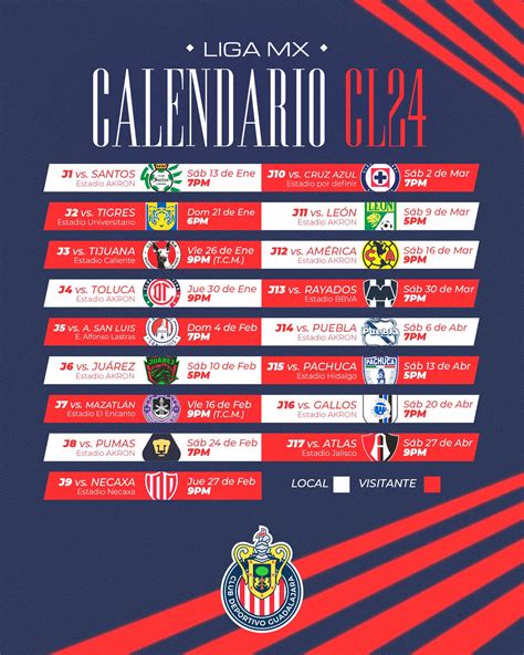 Calendario Chivas Clausura F Tbol En Vivo M Xico Gu A Tv Liga Mx