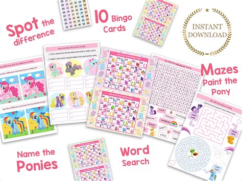My Little Pony Party Activities Mlp Worksheets My Little Etsy Uk