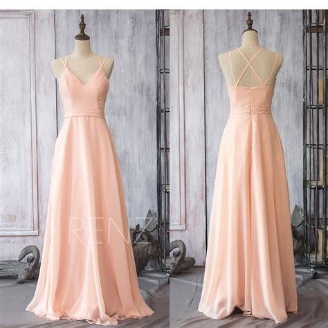 Peach Chiffon Dress Peach Bridesmaid Dresses Blush Pink Wedding