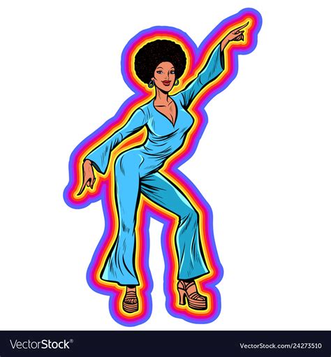 Disco Woman Dancing Eighties Style 80s Afro Vector Image