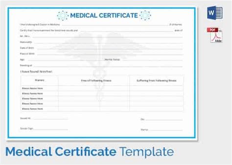 Fake Medical Certificate Template Download Certificate Templates