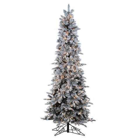 Sterling 9 Ft Pre Lit Flocked Narrow Pencil Pine Artificial Christmas