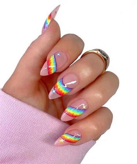 Rainbow Tie Dye French Manicure French Manicure Designs French Tip