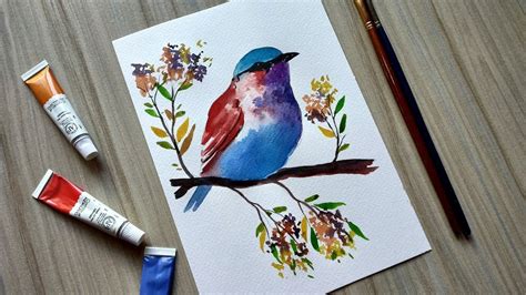 Easy Bird Painting Watercolor Beautiful Bird Painting Youtube