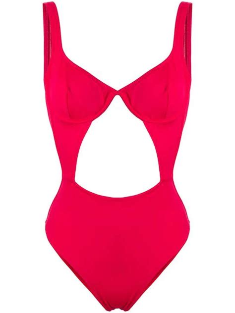 Sian Swimwear Cut Out Swimsuit In Deep Red Modesens
