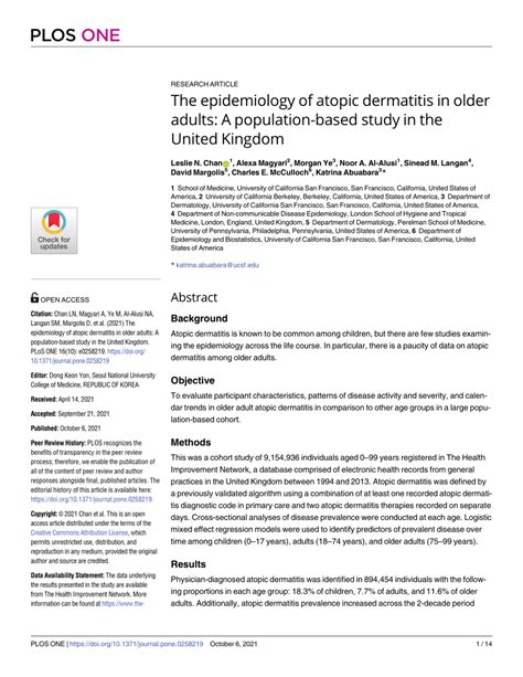 Pdf The Epidemiology Of Atopic Dermatitis In Older Adults A