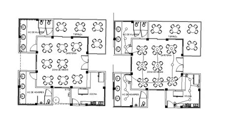 Cafeteria Restaurant Layout Plan With Electrical Layout Plan Drawing