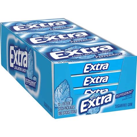 Wrigleys Extra Sugar Free Gum Peppermint 15 Sticks 12 Ct Walmart