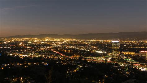 Los Angeles San Fernando Valley Night Mountain View Time Lapse With Pan