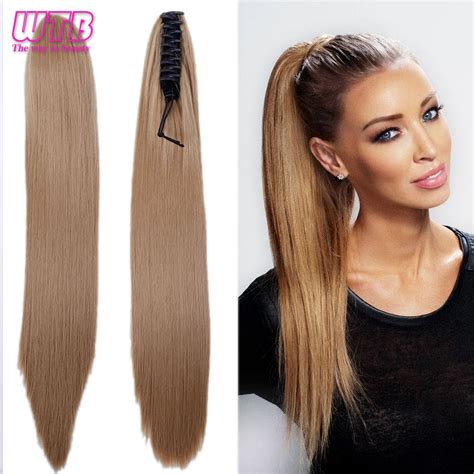 Wtb Long Straight Ponytail Natural Fake Hair Tail Hairpieces Heat