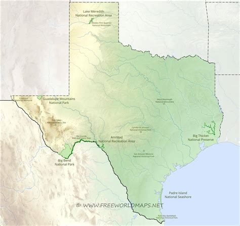Physical Map Of Texas