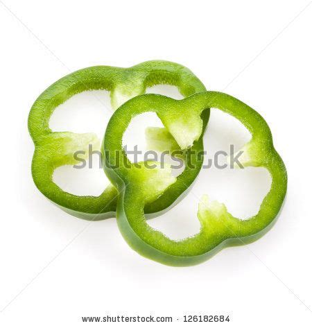 Sliced Green Pepper Isolated On White Stock Photo