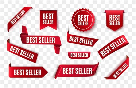 Best Seller Red Ribbon Isolated Premium Vector