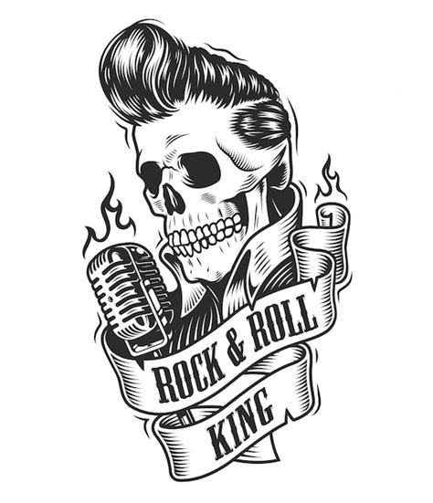 Human Skull In Rock And Roll Free Vector