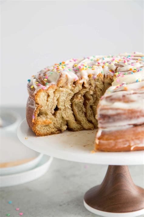 Birthday Cinnamon Roll Cake With Cream Cheese The Little Epicurean
