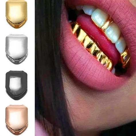 Cosplay Custom Fit plaqué or Hip Hop Grillz seule dent Casquettes Gold