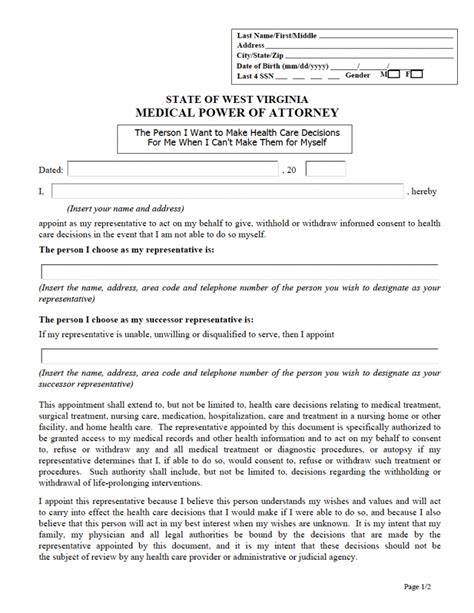 Free West Virginia Power Of Attorney Forms Pdf Word