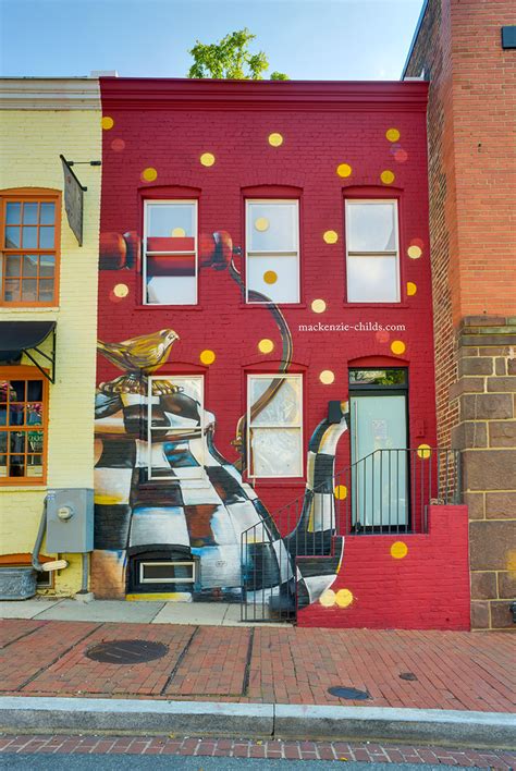 Dc Mural Artist Paints Outdoor Artwork On Facade Of Retail Shop Building