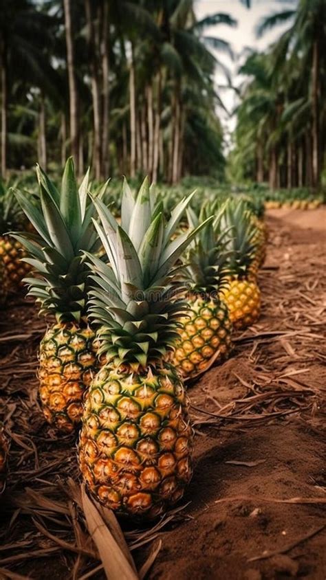 Pineapple Plantations On Bali Island Indonesia Pineapples Are Growing