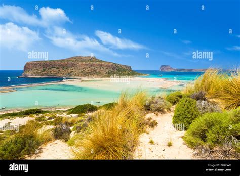 Tropical Beach Balos Lagoon On The Crete Island Greece Stock Photo