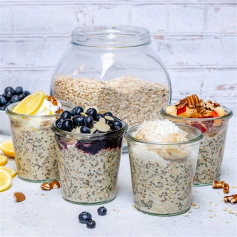 There are 411 calories in 1 cup of overnight oats. Clean Eating Overnight Oats 4 Ways for Breakfast Meal Prep ...