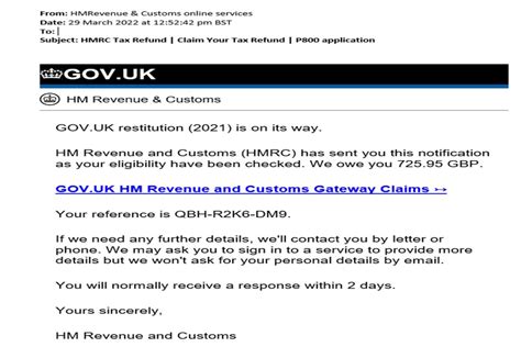 Examples Of Hmrc Related Phishing Emails Suspicious Phone Calls And Texts Govuk