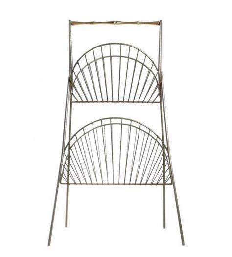 Vintage Steel And Brass Magazine Rack On Hanging Chair