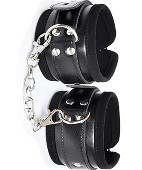 bondage restraints slave belt leather hand wrist cuffs with chain in adult games fetish erotic