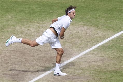 One of the components that gives any serve its particular look and feel is the shape and timing of the tossing motion. File:Roger Federer serve in Wimbledon 2012.jpg - Wikimedia Commons