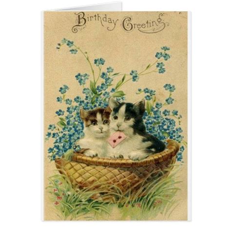 Victorian cherubs mailing a birthday card Victorian Cat Birthday Greeting Card | Zazzle