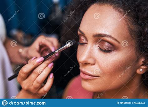 Close Up Of Beauty Keeping Her Eyes Closed Stock Photo Image Of