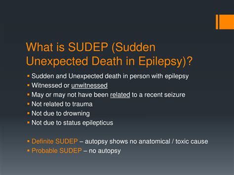 PPT - SUDEP (Sudden Unexpected Death in Epilepsy) PowerPoint Presentation - ID:5423976