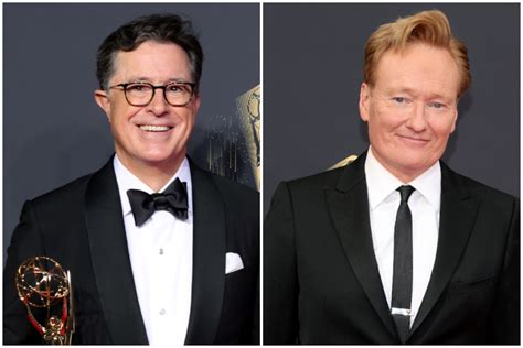 stephen colbert explains conan o brien s awkward stage crash at the emmy awards