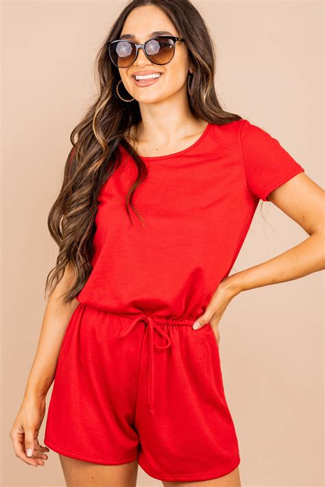 Zoned In Red Romper In 2020 Red Romper Rompers Clothes For Women