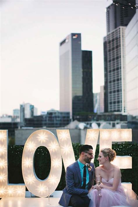 Melbourne Rooftop Wedding With Giant Marquee Letters Fotojojo On