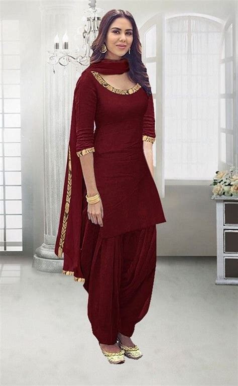 Beautiful Maroon Color Rayon Patiyala Suit Patiyala Dress Punjabi Dress Design Stylish Dresses