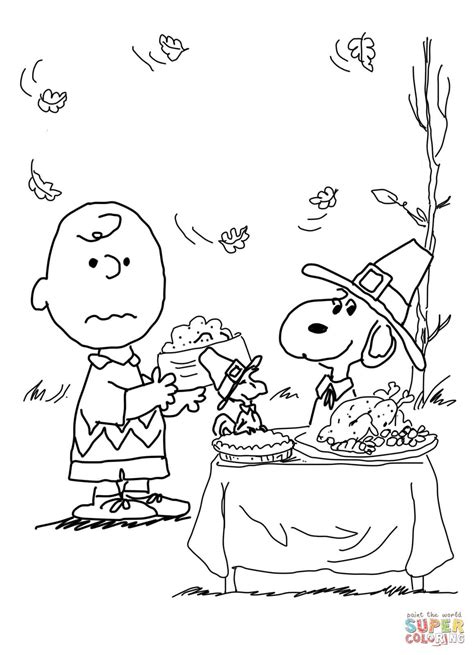 Thanksgiving Color Snoopy Coloring Pages Charlie Brown Thanksgiving