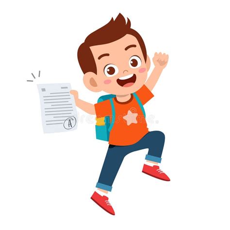 Niño Lindo Y Feliz Tiene Una Buena Marca De Examen Ilustración Del