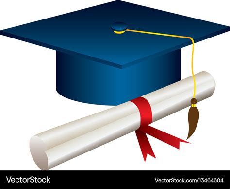 Color Graduation Hat With Diploma Royalty Free Vector Image